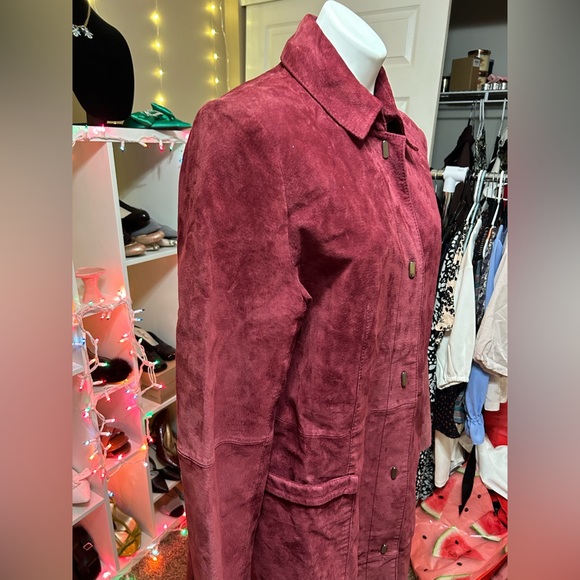 B By Bernardo Long Suede Maroon Coat - Picture 5 of 11